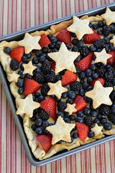 an american flag dessert with berries and blueberries