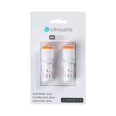 two white and orange batteries in packaging