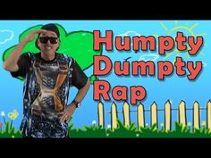 a man wearing sunglasses standing in front of a fence with the words humpty dumppy rap on it