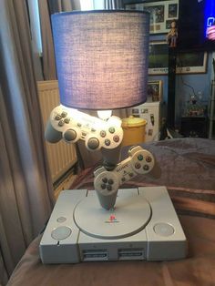 a lamp that is on top of a video game console