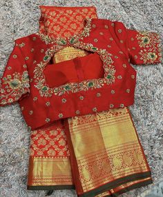 High Neck Blouse Maggam Work, V Neck Work Blouse Designs, Maggam Work Boat Neck Blouse Designs Latest, Pattusaree Blouse Designs Latest, Maggam Work For Pattu Sarees, Red Maggam Blouse, Glass Work Blouse Design, Kundan Maggam Work Designs, Hand Maggam Work Designs