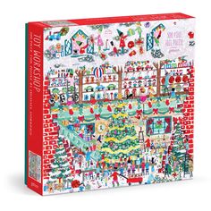 a puzzle box with christmas scenes on it