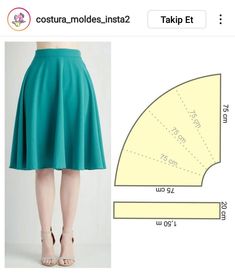 a woman's skirt is shown with measurements for the bottom and side panels on it