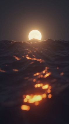 the sun is setting over the ocean as it reflects in the water's surface