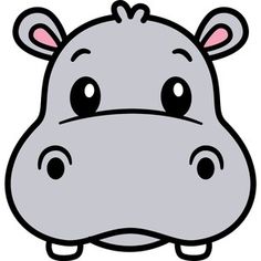 a cartoon hippo face with big eyes