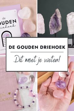 De Gouden Driehoek is een combinatie van 3 prachtige kristallen: Amethist, Bergkristal en Rozenkwarts. Deze stenen samen creëren een bijzondere energie en is te omschrijven als: liefdevol, in balans, helder, inzichtgevend & harmonieus. Op liefde-zaligheid.nl vertellen we je alles wat je moet weten over De Gouden Driehoek! Ook kan je hier ons magisch aanbod vinden van de Gouden Driehoek stenen. Gem Stones, Gems, Gemstones, Stone