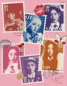 Ive Poster, Wonyoung Rei, Stamp Collage, Ive Yujin, Pop Posters, Kpop Posters, Graphic Design Tutorials, Room Posters, Wall Deco