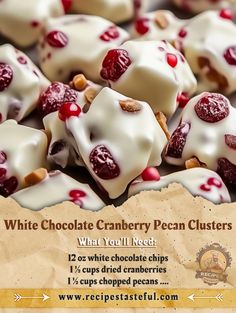 white chocolate cranberry pecan clusters are on display