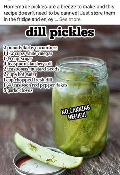 pickles in a jar with instructions on how to use them