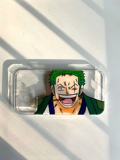 a cell phone case with an image of the character one punch man painted on it