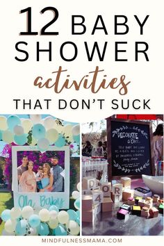 12 Unique Baby Shower Activities That Aren't Games - Mindfulness Mama Sip And See Game Ideas, Baby Shower Arts And Crafts Activities, Baby Shower Activities For Kids, Sip And See Games, Baby Shower Crafts For Guests, Baby Shower Craft Ideas, Shower Activities, Baby Shower Games Unique, Making Predictions