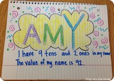 a piece of paper with the word amy written on it