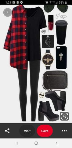 Edgy Fall Outfits, Leggings Boots, Giving Keys, Mode Inspiration, Fall Winter Outfits, Outfits Casuales, Edgy Fashion, Red Plaid, Cute Casual Outfits