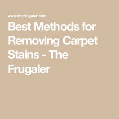 the words best method for removing carpet stains - the frugaler are in white