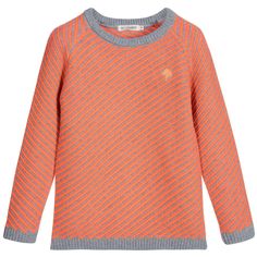 BILLYBANDIT Boys Neon Orange Cotton Knit Sweater Orange Sweatshirt, Logo Cloud, Soft Orange, Designer Tops