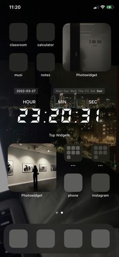 the time is displayed on an iphone screen with multiple photos and numbers in it, including two men standing next to each other