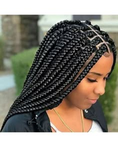 31 Box Braids Ideas for Black Women [NHP] Medium Sized Box Braids, Black Box Braids, Medium Hair Braids, Big Box Braids, Big Braids, Big Box Braids Hairstyles, African Hair Braiding Styles