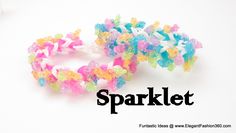 two bracelets made out of plastic beads with the words sparklet written below them