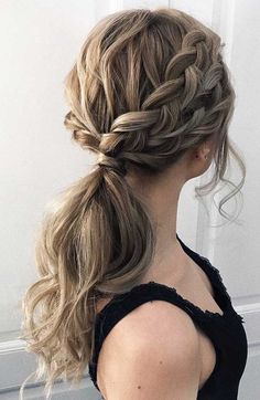 pony hairstyle, hair color trends 2019, long hairstyles ideas, wedding hairstyles, hair styles Sanggul Modern, Pony Hairstyles, Elegant Ponytail, Ponytail Updo, Simple Prom Hair, Braided Prom Hair, Prom 2020, Dance Hairstyles