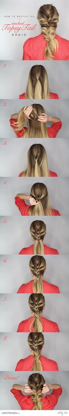 Step Hairstyle, Topsy Tail, Tail Braids, Twist Braid, Braid Hairstyle, Diy Braids, Step By Step Hairstyles, Hair Tutorials Easy