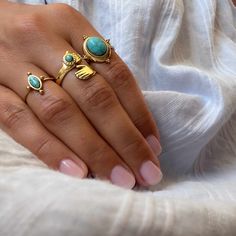 This Turquoise Hug 🤗 Ring is all you need to add a mystical, bohemian vibe to any outfit. Let the unique design of the ring embrace your finger with soulful style. 💃💫 Each ring is adjustable, ensuring a perfect fit no matter the size of your finger. Slip one on and accessorize your look with a touch of classic, bohemian chic! 🥰 ✓ Material: Stainless Steel✓ Gemstone: Turquoise✓ Size: Adjustable✓ Waterproof: does not change color with water exposure Hug Ring, Affordable Rings, Mystical Jewelry, Ring Stack, Hippie Jewelry, Thumb Rings, The Ring, Bohemian Chic, Boho Rings