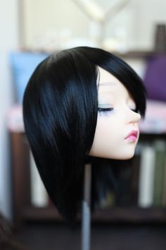 For sale is this handmade glued wig with hand dyed soy fiber.  Do not wet the wig on a doll, and do not put wet wig on a doll.  Please read the description carefully The wig fits on feeple60 dolls. Unfortunately I don't have other dolls in this size to try the wig on. As the cap is rather hard it may not be possible to stretch it too much. For smaller heads it is possible to fix the wig on head with poster putty, but I can't guarantee it will look as good.  To fix the wig on dolls head I recomme Bjd Doll, Fairy Land, Doll Head, Wet Hair, Bjd Dolls, Hair Hacks, Collectible Dolls, Hand Dyeing, Poland