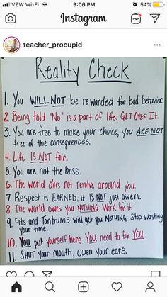 a white board with writing on it that says reality check