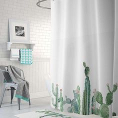 Cactus Decor Cactus Print Shower Curtains Cactus Bathroom Decor, Cactus Bathroom, Cactus Shower Curtain, Colorful Succulents, Cactus Decor, Curtain Sizes, Cactus Design, Curtain Rings, Bath Or Shower