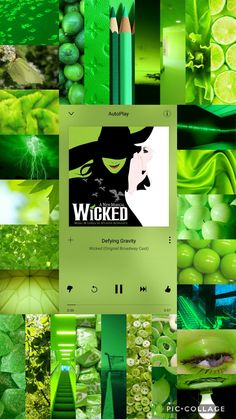 a collage of green images with the words wickend on them and an image of