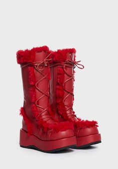 Red Heeled Boots, Red Platform Boots, Red Combat Boots, Cute Snow Boots, Red Heel Boots, Shoes Platform Boots, Chic Black Outfits, Dress Reference, Demonia Boots