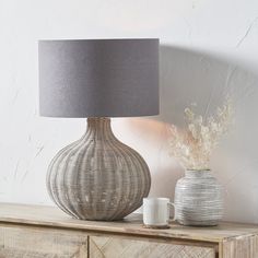 Rustic Grey Woven Rattan Table Lamp – Grey Linen Shade & Textured Design - Decor interiors Rattan Table Lamp, Linen Lampshade, Linen Lamp Shades, Rattan Table, Coffee Table To Dining Table, Woven Rattan, Wood Console Table, Nature Inspired Design, Traditional Interior