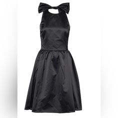 Featuring A Silky, Smooth Hand And An Air Of Understated Glamour, This Satin Dress Is Enhanced By Side On-Seam Pockets And Two Feminine Self-Ties At The Back. Black-tie Satin Dresses, Bow Dress For Black-tie Events, Fitted Dress With Bow For Black-tie Events, Black Silk Dress With Bow, Glamorous Sleeveless Dress For Black-tie Events, Elegant Mini Dress With Bow For Black-tie Events, Elegant Dresses With Bow For Black-tie Events, Glamorous Black Dress With Bow, Chic Dress With Bow For Black-tie Events