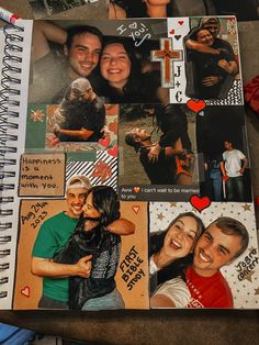 a scrapbook with pictures of people on it