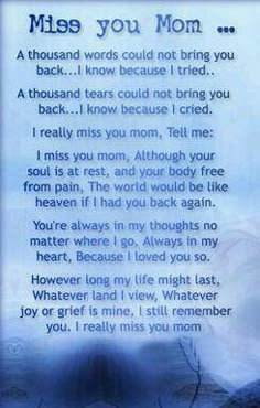 a poem written in the language of miss you mom