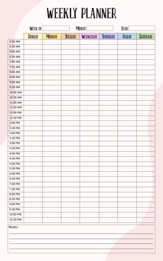 a printable weekly planner is shown in the middle of a page with numbers on it