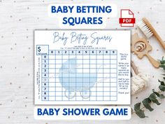 a baby shower game is shown next to flowers