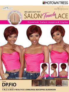 Motown Tress Salon Touch Lace Wig - DP.Fio Style: Short, straight bob with a sleek, modern look Length: 10 inches, providing a chic and manageable style Cap Construction: HD invisible deep part lace with a natural finish, creating a realistic hairline Glueless: Designed for secure wear without the need for adhesive, featuring a comfortable cap Heat Safe: Suitable for heat styling up to 400°F Colors Available: Natural shades: 1 (Jet Black), 1B (Off Black), 2 (Dark Brown), 4 (Medium Brown) Blended Vivica Fox, Short Straight Bob, Back Combing, Straight Bob, Natural Shades, Ash Blonde, Heat Styling Products, Hd Lace, Lace Wig