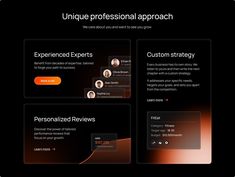 an image of a website page with the words unique professional approach on it and two screens displaying