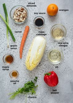 Napa cabbage salad and Asian dressing ingredients Napa Salad, Napa Cabbage Recipes, Napa Cabbage Salad, Asian Dressing, Cabbage Salad Recipes, Radicchio Salad, Caesar Salad Recipe, Cold Dishes, Napa Cabbage