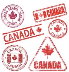 grungy rubber stamps with canadian symbols