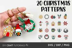 hand holding christmas ornament keychain with various designs