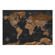 a large black and gold world map