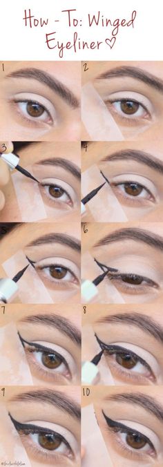 Eyeliner Step By Step, How To Do Winged Eyeliner, Eyeliner Tape, Winged Eyeliner Makeup, Easy Winged Eyeliner, Maquillage Yeux Cut Crease, Permanente Make-up, Maquillage On Fleek, Eyeliner Tips