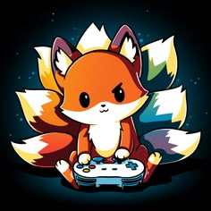 an image of a fox holding a video game controller