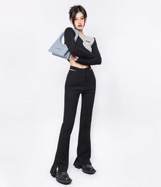 Applicable age: 18-24 years old Size: S M L style: wild Women's trousers waist height: high waist Color classification: Black black second batch Item number: X21K4528 Season of the Year: Spring 2022 Thickness: Regular Clothing style details: hollow Length: trousers Women's trousers type: Weave pants Material composition: polyester fiber Spring Outfits For School, Split Pants, Seasons Of The Year, 24 Years Old, Women's Trousers, Item Number, Spring Outfit, Trousers Women, Black Pants