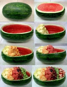 a bunch of watermelon slices are arranged in rows