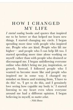 an open book with the words how i changed my life written in black and white