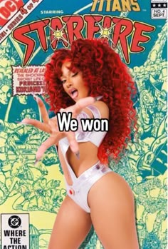 an image of a woman with red hair on the cover of starfire comic magazine