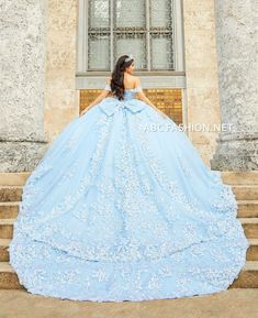 Off Shoulder Quinceanera Dress with Train by House of Wu 26022T – ABC Fashion Quinceañera Photoshoot, Quinceanera Collection, Blue Quince, Quinceanera Dresses Blue, Tulle Balls, Dress With Train, Quinceanera Themes, Metallic Embroidery, Off Shoulder Gown