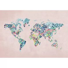 the map of the world is made up of colorful objects